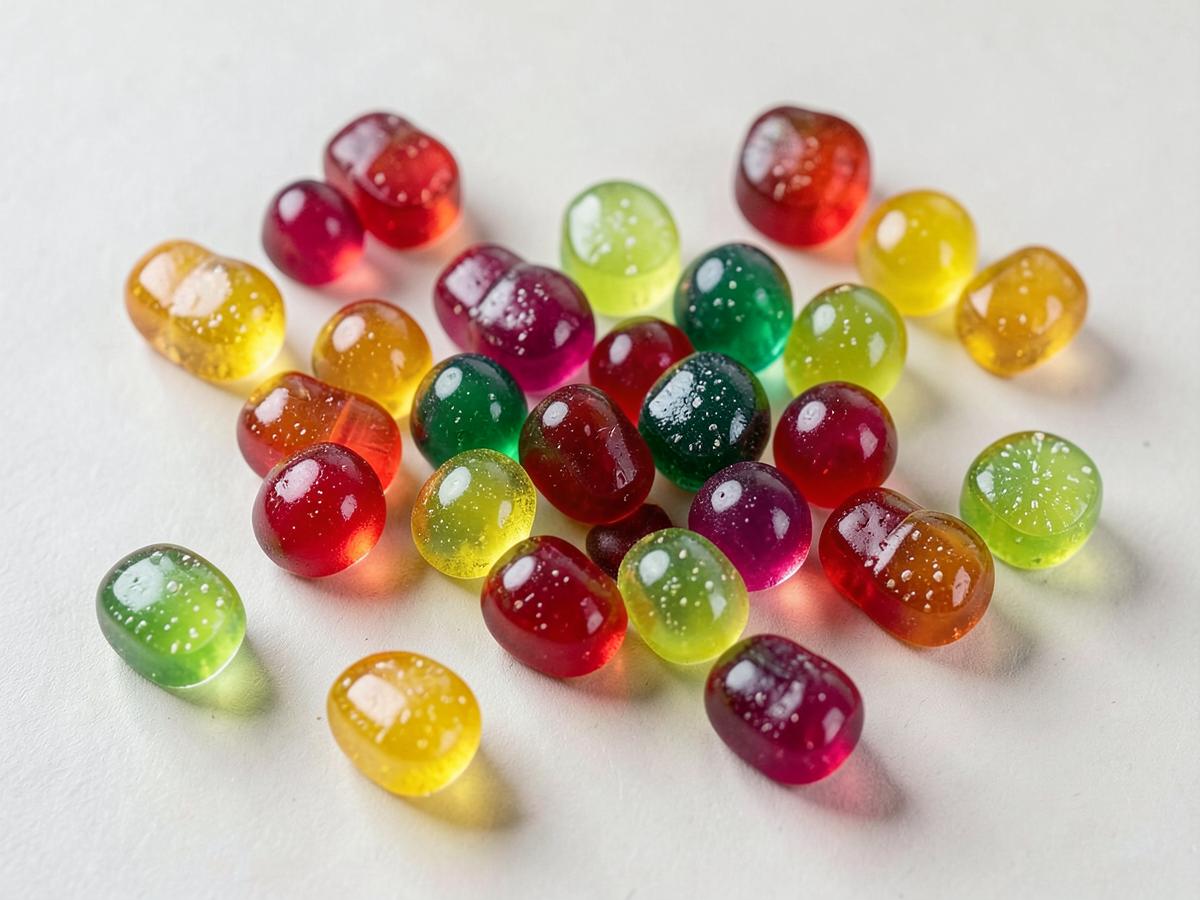 Unbranded gummies during sample evaluation